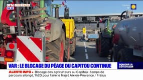 Colère des agriculteurs: le blocage du péage du Capitou toujours en place dans le Var