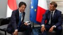 Shinzo Abe et Emmanuel Macron en 2019