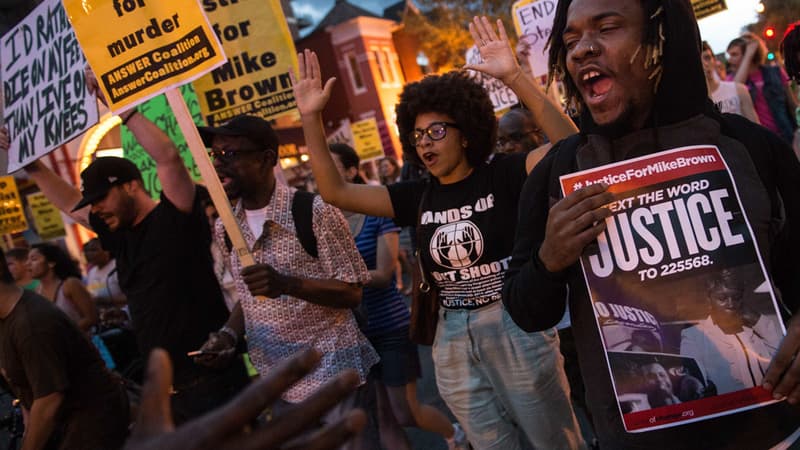 Le mort de Michael Brown, en août à Ferguson, avait déjà suscité l'indignation aux Etats-Unis. Comme ici, lors d'une manifestation à Washington, le 6 septembre.
