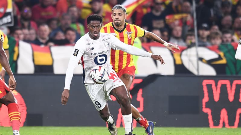 Jonathan David lors du derby du Nord entre Lens et Lille, 26 octobre 2024