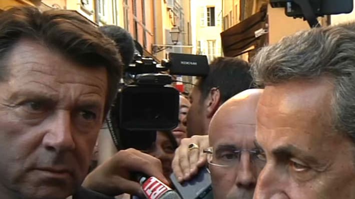Nicolas Sarkozy à sa sortie de la messe à Nice