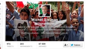 Le compte Twitter du président chrétien du Liban, Michel Sleimane.