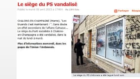 La façade de la section PS de Châlons-en-Champagne a été vandalisée dans la nuit de lundi à mardi.