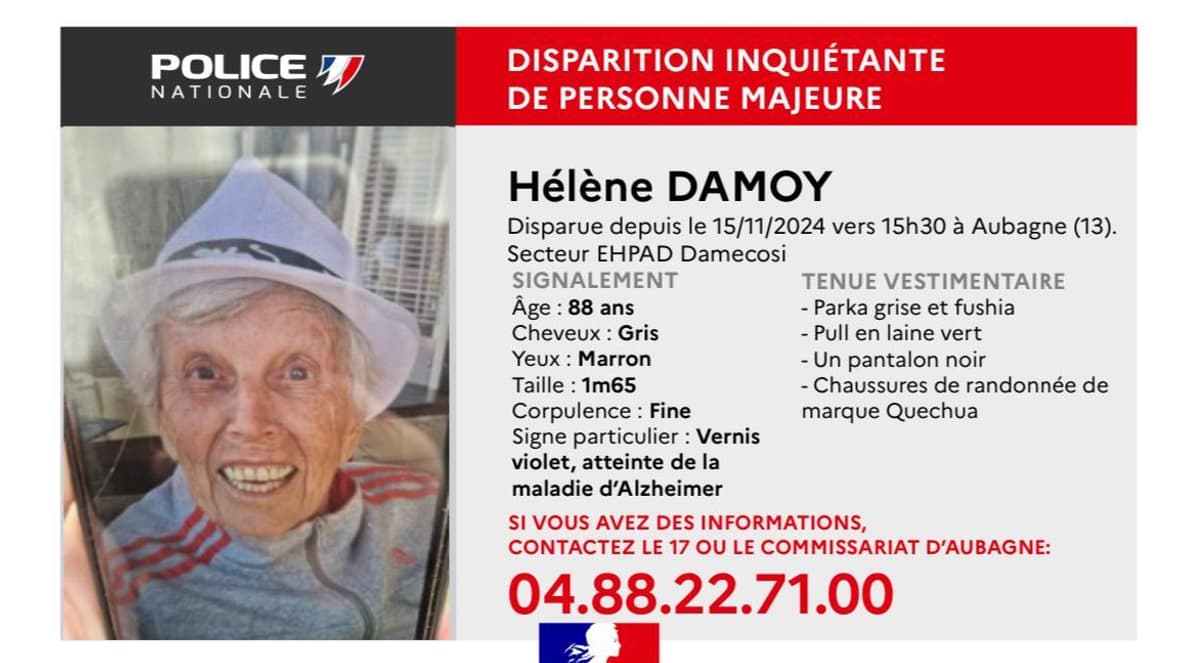 L'appel à témoins concernant Hélène Damoy, publié le 18 novembre 2024. L'appel à témoins concernant Hélène Damoy, publié le 18 novembre 2024.