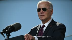 Joe Biden le 25 octobre 2024 dans la réserve amérindienne de Gila River, en Arizona.