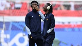 Aurélien Tchouaméni et Eduardo Camavinga avec l'équipe de France, le 17 juin 2024 à l'Euro