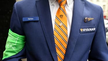 Un membre d'équipage de Ryanair, représentant syndical, à Bruxelles le 13 septembre 2018