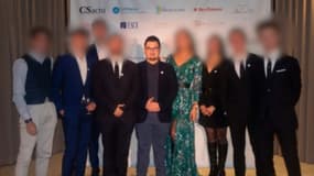 Valentin, au centre, lors d'une soirée de son média étudiant 