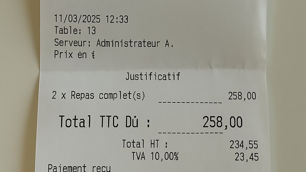 Le reçu modifié par ChatGPT