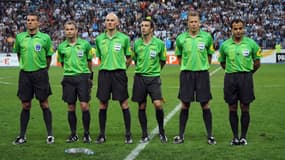 Nicolas Pottier (deuxième en partant de la gauche) lors de la finale de la Coupe de la Ligue 2011 entre Montpellier et Marseille