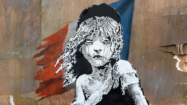 Cosette, personnage central des Misérables de Victor Hugo, dessinée sur un mur par l'artiste Banksy. (Photo d'illustration)