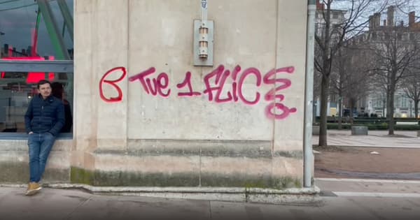 Des tags hostiles à la police découverts à Lyon le 31 janvier 2023.