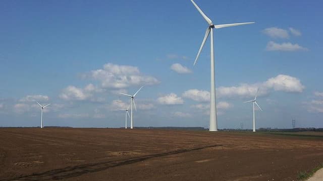 Un champs d'éoliennes
