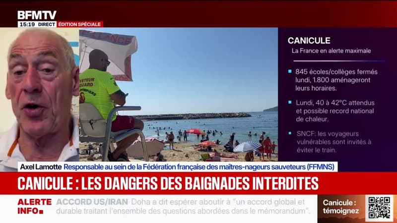 Canicule: "Si on prend des précautions, on peut éviter grandement les risques", affirme Axel Lamotte, responsable FFMNS, après le décès de quatre adolescents par noyade