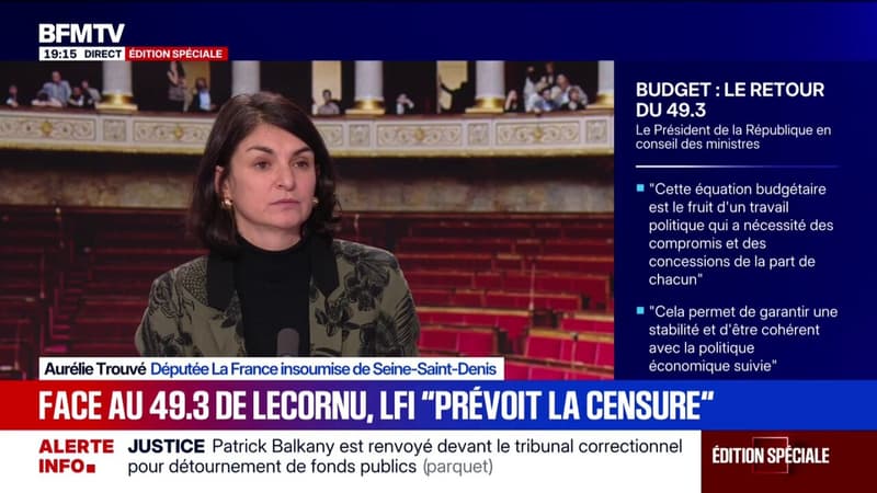 Aurélie Trouvé, députée LFI, pointe "la profonde injustice et la profonde violence sociale de ce budget"