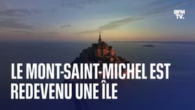 Normandie: à la faveur des grandes marées, le Mont-Saint-Michel est redevenu une île