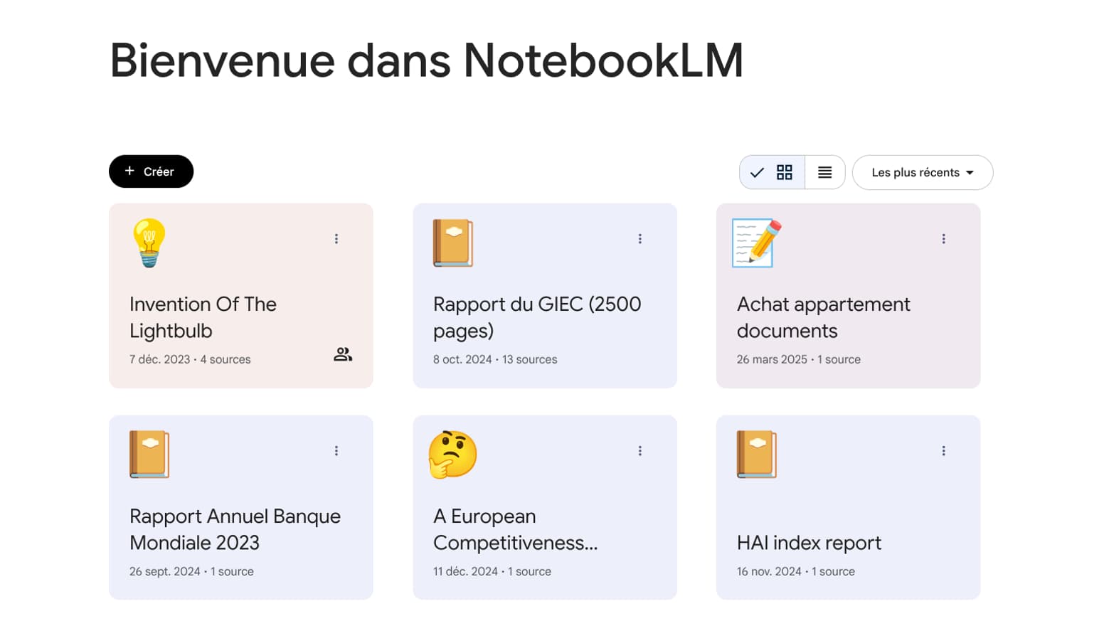 La bibliothèque de documents de synthèse réalisés avec NotebookLM
