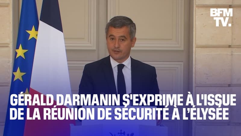 Gérald Darmanin s'exprime à l'issue de la réunion de sécurité à l'Élysée
