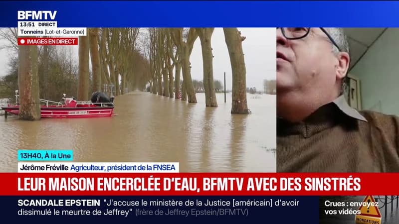 Crues dans le sud-ouest: "Les impacts seront lourds", affirme Jérôme Fréville, agriculteur et président de la FNSEA
