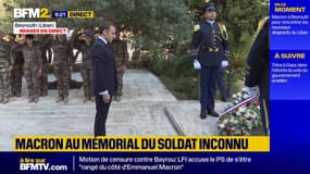 Emmanuel Macron au Liban : dépôt de gerbe devant le Mur mémoriel de Beyrouth