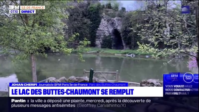 Paris: le lac du parc des Buttes-Chaumont se remplit