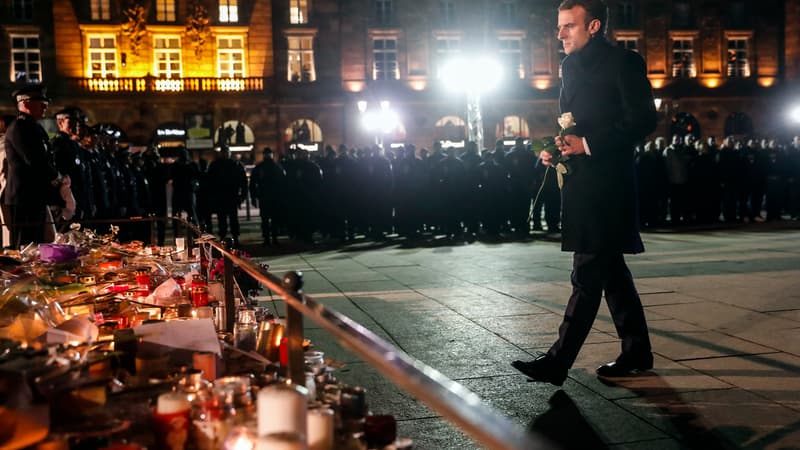 Emmanuel Macron place Kléber, le 14 décembre 2018. 