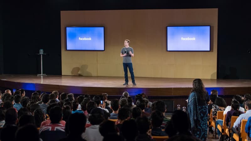 Mark Zuckerberg lors d'une séance de questions réponses en Inde au mois d'octobre 2015. 