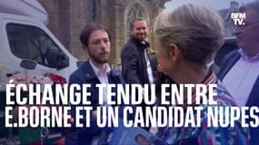 Législatives: l'échange tendu entre Élisabeth Borne et son opposant Nupes dans le Calvados