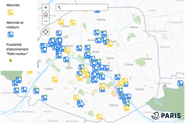 Carte des parkings pour motos de la Ville de Paris
