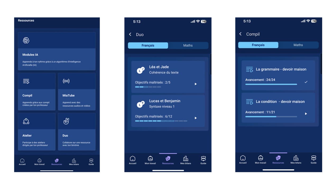 Interface de l'application MIA Seconde