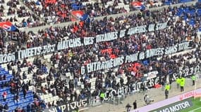 Une banderole des supporters lyonnais lors d'OL-SCO.