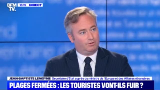 "Il y a un besoin d’accompagner le secteur du tourisme dans la durée. On recevait jusqu’à cet été 17 millions de touristes étrangers, aujourd’hui, ils ne sont pas là", indique sur BFMTV Jean-Baptiste Lemoyne, secrétaire d'Etat chargé du Tourisme