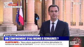 Olivier Véran (ministre de la Santé): "Le Conseil scientifique a estimé que le confinement pourrait s'étendre pour une durée de l'ordre de 5 à 6 semaines"