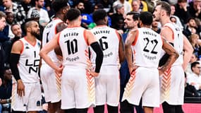 Les joueurs des London Lions lors du match 1 de la demi-finale d'Eurocoupe contre Paris Basket, le 26/03/2024