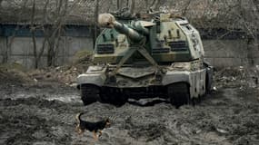 Un véhicule blindé russe dans la région de Rostov, proche de l'Ukraine, le 25 février 2022