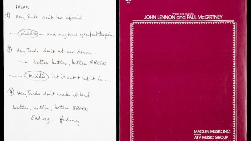 Le manuscrit de Hey Jude des Beatles