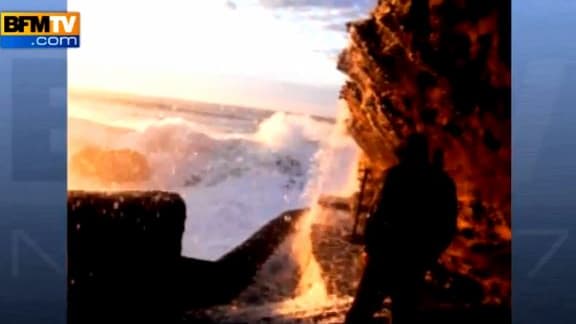 Les fortes vagues qui ont balayé Biarritz le 5 janvier 2014, entraînant une jeune femme avec elle.