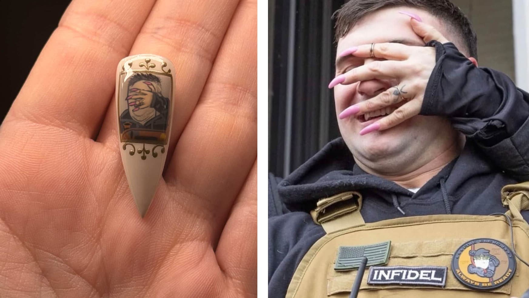 L'influenceur américain d'extrême droite Jack Lang malmené lors d'une manifestation pro-ICE à Minneapolis le 17 janvier, et une prothèse ongulaire le tournant en dérision. L'influenceur américain d'extrême droite Jack Lang malmené lors d'une manifestation pro-ICE à Minneapolis le 17 janvier, et une prothèse ongulaire le tournant en dérision.