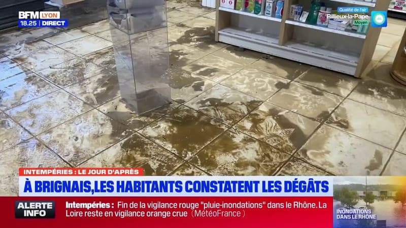 Intempéries dans le Rhône: les habitants de Brignais constatent les dégâts