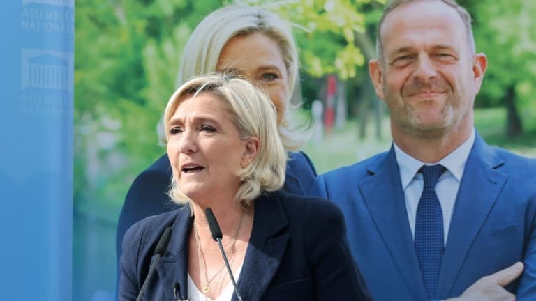 La cheffe de file des députés RN Marine Le Pen lors de sa rentrée politique dans son fief à Henin-Beaumont, le 8 septembre 2024 dans le Pas-de-Calais
