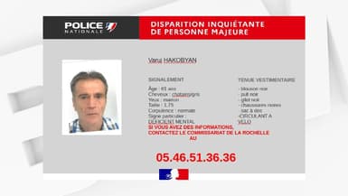 Un homme de 61 ans a disparu à La Rochelle, d'après un appel à témoins de la police nationale le 12 mars 2024
