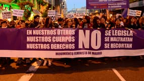 Manifestation contre le projet du gouvernement à Madrid, le 8 mars 2014.