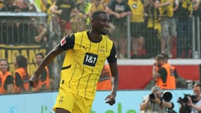 Serhou Guirassy lors du match Leverkusen-Dortmund (2-4, Bundesliga), le 11 mai 2025