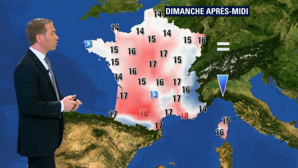 Les températures dimanche après-midi.