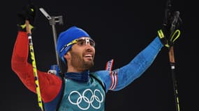 Martin Fourcade lors du relais mixte des JO 2018