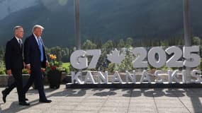 Le Premier ministre canadien Mark Carney et Donald Trump lors du G7 le 16 juin 2025.