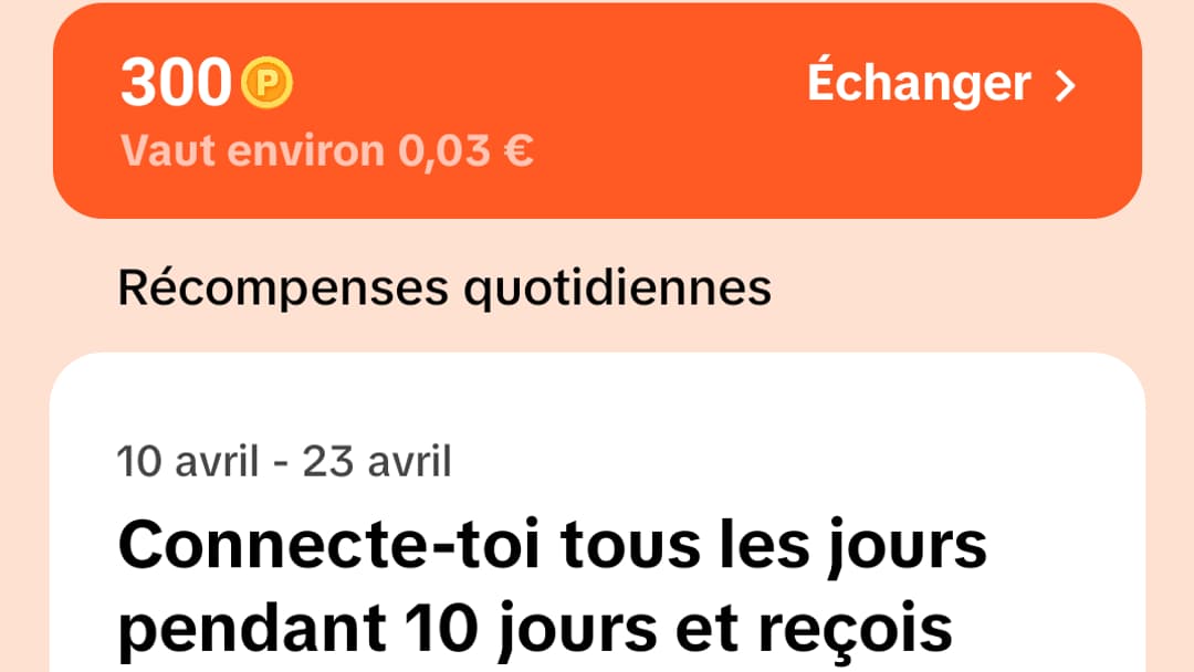 Une capture d'écran de l'application Tiktok Lite