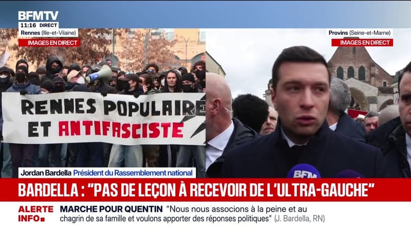 Mort de Quentin Deranque: "Ce type d'artefact et de réunion de couloir est là pour dissimuler la responsabilité morale du président", estime Jordan Bardella