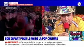 Au carnaval de Nice, le chef des ambianceurs "souhaite la bienvenue à BFM Nice Côte d'Azur"