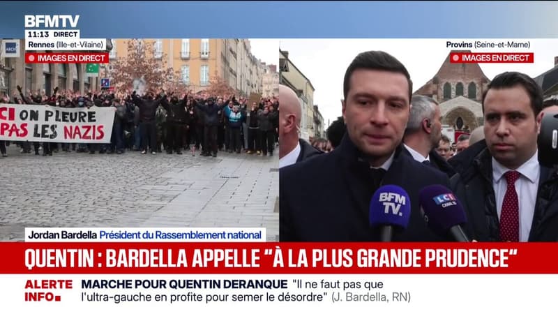 Mort de Quentin Deranque: "Au-delà de l'hommage, notre rôle est d'apporter des réponses politiques, pour bannir la violence du débat démocratique", estime Jordan Bardella